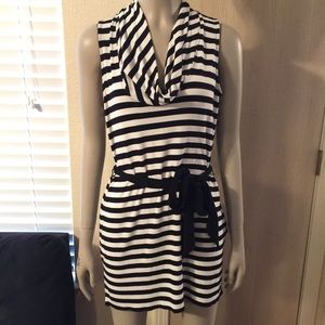 White House Black Market Black and White Striped Dress